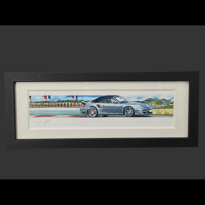 Porsche Rahmen 911 Cabriolet Typ 991.2 2015 Schwarzer Holzrahmen 38 x 15 cm - Uli Ehret