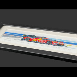 Ferrari 499P n° 51 Winner 24h Le Mans 2023 Black Wooden Frame 38 x 15 cm - Uli Ehret