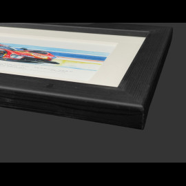 Ferrari 499P n° 51 Sieger 24h Le Mans 2023 Schwarzer Holzrahmen 38 x 15 cm - Uli Ehret