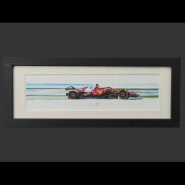 Ferrari SF-25 n° 44 Lewis Hamilton F1 Black Wooden Frame 38 x 15 cm - Uli Ehret