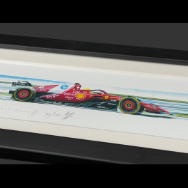 Ferrari SF-25 n° 44 Lewis Hamilton F1 Black Wooden Frame 38 x 15 cm - Uli Ehret