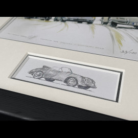 Porsche Rahmen 356 C / 904 / 356 A Coupé 1963 Schwarzer Holzrahmen mit Skizze 25 x 30 cm - Uli Ehret