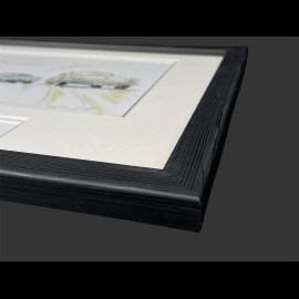 Porsche Frame 356 C / 904 / 356 A Coupé 1963 Black Wooden Frame with Sketch 25 x 30 cm - Uli Ehret
