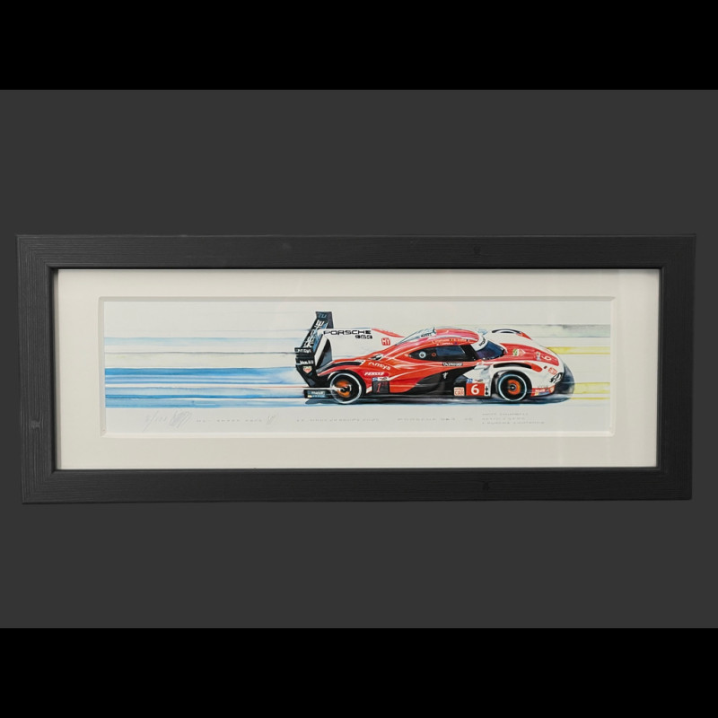 Porsche Rahmen 963 N° 6 2024 Schwarzer Holzrahmen 38 x 15 cm - Uli Ehret