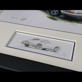Porsche Frame 911 Coupe 1964 Black Wooden Frame with Sketch 25 x 30 cm - Uli Ehret