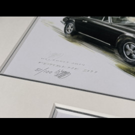 Porsche Rahmen 911 Coupe 1964 Schwarzer Holzrahmen mit Skizze 25 x 30 cm - Uli Ehret
