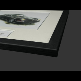 Porsche Rahmen 911 Coupe 1964 Schwarzer Holzrahmen mit Skizze 25 x 30 cm - Uli Ehret
