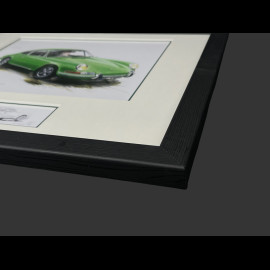 Porsche Rahmen 911 Coupe 1964 Schwarzer Holzrahmen mit Skizze 25 x 30 cm - Uli Ehret