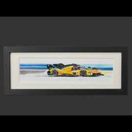 Ferrari Frame 499P n° 83 24h Le Mans 2025 Black Wooden Frame 38 x 15 cm - Uli Ehret