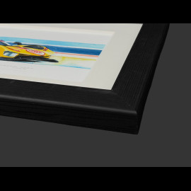 Ferrari Rahmen 499P n° 83 24h Le Mans 2025 Schwarzer Holzrahmen 38 x 15 cm - Uli Ehret