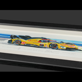Ferrari Frame 499P n° 83 24h Le Mans 2025 Black Wooden Frame 38 x 15 cm - Uli Ehret