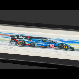 Alpine Rahmen A424 n° 35 24h Le Mans 2025 Schwarzer Holzrahmen 38 x 15 cm - Uli Ehret