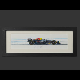 Red Bull Rahmen RB20 Max Verstappen 2024 Schwarzer Holzrahmen 38 x 15 cm - Uli Ehret