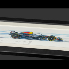 Red Bull Rahmen RB20 Max Verstappen 2024 Schwarzer Holzrahmen 38 x 15 cm - Uli Ehret
