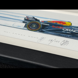 Red Bull Rahmen RB20 Max Verstappen 2024 Schwarzer Holzrahmen 38 x 15 cm - Uli Ehret