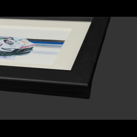 Porsche Rahmen 911 RSR Typ 991 n° 85 Iron Dames 24h Le Mans 2025 Schwarzer Holzrahmen 38 x 15 cm - Uli Ehret