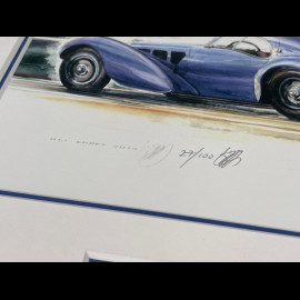 Bugatti Frame Type 57SC Atlantic 1936 Black Wooden Frame with Sketch 25 x 30 cm - Uli Ehret