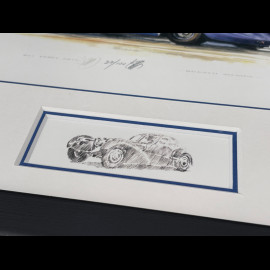 Bugatti Frame Type 57SC Atlantic 1936 Black Wooden Frame with Sketch 25 x 30 cm - Uli Ehret