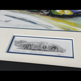 Porsche Frame 917 LH n° 3 "Hippie" 24h Le Mans 1970 Black Wooden Frame with Sketch 25 x 30 cm - Uli Ehret