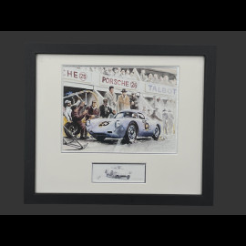 Porsche Frame 550A / 4RS Coupé N°25 1956 Black Wooden Frame with Sketch 25 x 30 cm - Uli Ehret