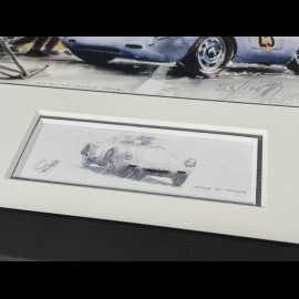 Porsche Rahmen 550A / 4RS Coupé N°25 1956 Schwarzer Holzrahmen mit Skizze 25 x 30 cm - Uli Ehret