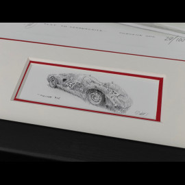 Porsche Frame 906 n° 53 Nürburgring Porsche Testday 1962 Black Wooden Frame with Sketch 25 x 30 cm - Uli Ehret