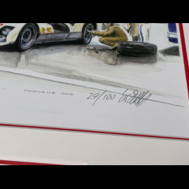 Porsche Frame 906 n° 53 Nürburgring Porsche Testday 1962 Black Wooden Frame with Sketch 25 x 30 cm - Uli Ehret