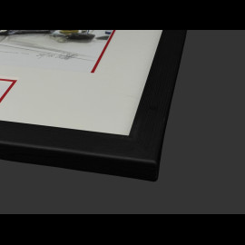 Porsche Frame 906 n° 53 Nürburgring Porsche Testday 1962 Black Wooden Frame with Sketch 25 x 30 cm - Uli Ehret