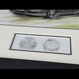 Porsche Frame Boxster 2010 Black Wooden Frame with Sketch 25 x 30 cm - Uli Ehret