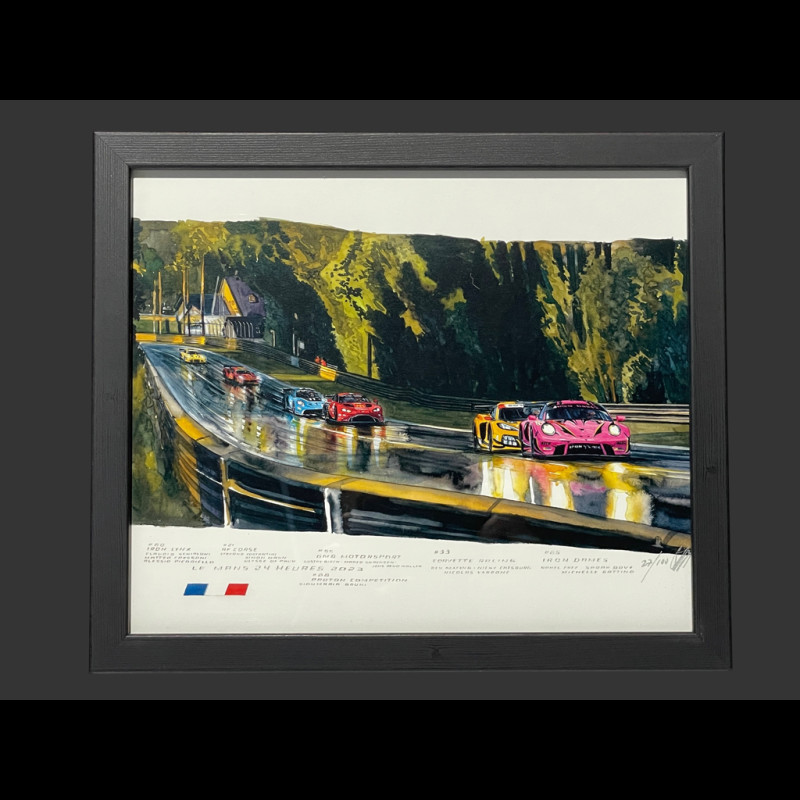 24h LeMans Frame "The Mulsanne Kink" 2023 Black Wooden Frame 25 x 30 cm - Uli Ehret