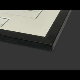 Jaguar Rahmen D-Type n° 6 Vainqueur 24h Le Mans 1955 Schwarzer Holzrahmen mit Skizze 25 x 30 cm - Uli Ehret