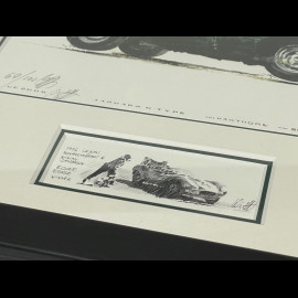 Jaguar Frame D-Type n° 6 Vainqueur 24h Le Mans 1955 Black Wooden Frame with Sketch 25 x 30 cm - Uli Ehret