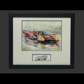 Porsche Frame 917 KH n° 23 Winner 24h Le Mans 1970 Black Wooden Frame with Sketch 25 x 30 cm - Uli Ehret