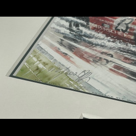 Porsche Rahmen 917 KH n° 23 Sieger 24h Le Mans 1970 Schwarzer Holzrahmen mit Skizze 25 x 30 cm - Uli Ehret