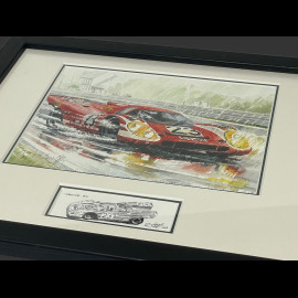 Porsche Frame 917 KH n° 23 Winner 24h Le Mans 1970 Black Wooden Frame with Sketch 25 x 30 cm - Uli Ehret