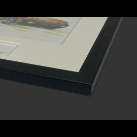 Porsche Frame 914/6 1970 Black Wooden Frame with Sketch 25 x 30 cm - Uli Ehret