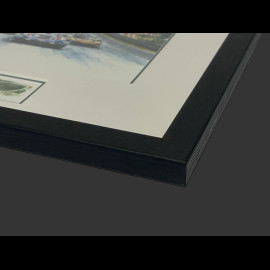 24h Le Mans Rahmen "Verbrechenszeit" 2025 Schwarzer Holzrahmen mit Skizze 25 x 30 cm - Uli Ehret