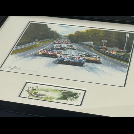 24h Le Mans Frame "Crime Time" 2025 Black Wooden Frame with Sketch 25 x 30 cm - Uli Ehret