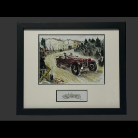 Alfa Romeo Rahmen 6C 1750 Gran Sport Mille Miglia 1929 Schwarzer Holzrahmen mit Skizze 25 x 30 cm - Uli Ehret