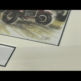 Alfa Romeo Frame 6C 1750 Gran Sport Mille Miglia 1929 Black Wooden Frame with Sketch 25 x 30 cm - Uli Ehret