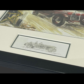 Alfa Romeo Rahmen 6C 1750 Gran Sport Mille Miglia 1929 Schwarzer Holzrahmen mit Skizze 25 x 30 cm - Uli Ehret