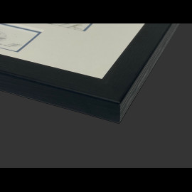 Porsche Rahmen 908/3 N° 12 Jo Siffert Sieger "Targa Florio" 1970 Schwarzer Holzrahmen mit Skizze 25 x 30 cm - Uli Ehret