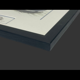 Porsche Rahmen 911 Coupe Typ 993 1998 Schwarzer Holzrahmen mit Skizze 25 x 30 cm - Uli Ehret