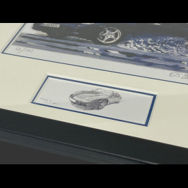 Porsche Frame 911 Type 996 Convertible 1997 Black Wooden Frame with Sketch 25 x 30 cm - Uli Ehret