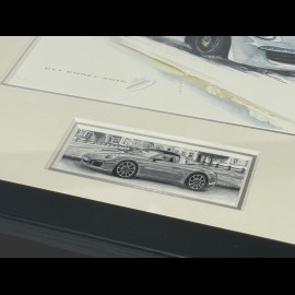 Porsche Rahmen 911 Targa Typ 997 2016 Schwarzer Holzrahmen mit Skizze 25 x 30 cm - Uli Ehret