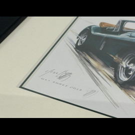 Jaguar Rahmen XK 120 1948 Schwarzer Holzrahmen mit Skizze 25 x 30 cm - Uli Ehret