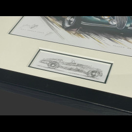 Jaguar Rahmen XK 120 1948 Schwarzer Holzrahmen mit Skizze 25 x 30 cm - Uli Ehret