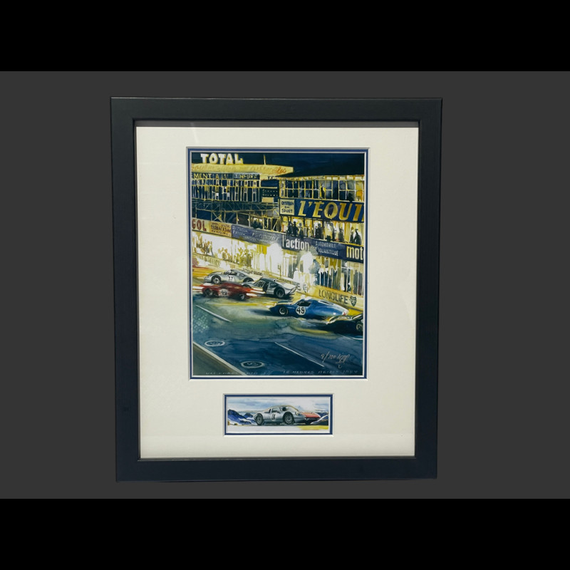 Porsche Frame 904 GTS 1964 Reims 12 Hours Black Wooden Frame with Sketch 25 x 30 cm - Uli Ehret