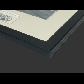 Porsche Rahmen 919 Hybrid n° 19 Sieger 24h Le Mans 2015 Schwarzer Holzrahmen mit Skizze 25 x 30 cm - Uli Ehret