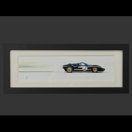 Ford Frame GT40 Mk.II n° 2 Winner 24h Le Mans 1966 Black Wooden Frame 38 x 15 cm - Uli Ehret